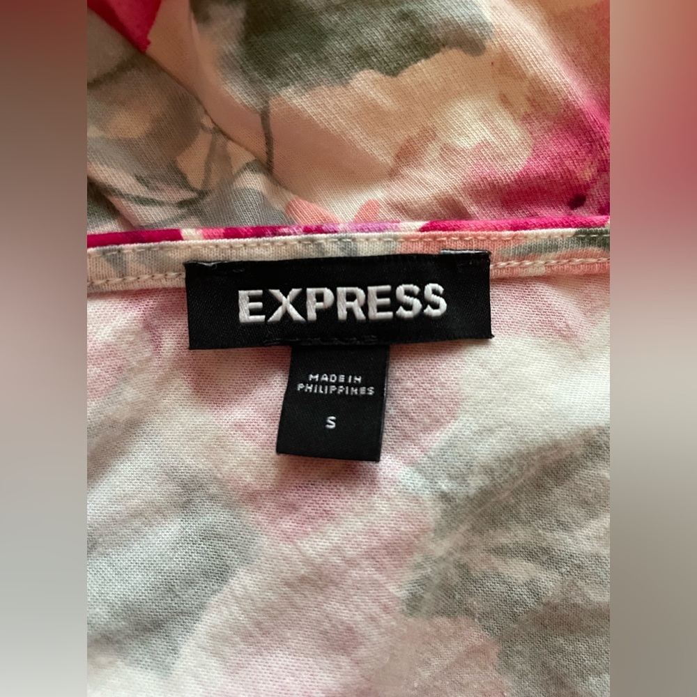Express Puff Sleeve Floral Tie Back Top Size Small - Picture 13 of 15